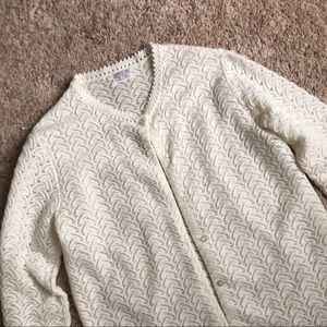 Japanese cream / off white lace buttoned sweater